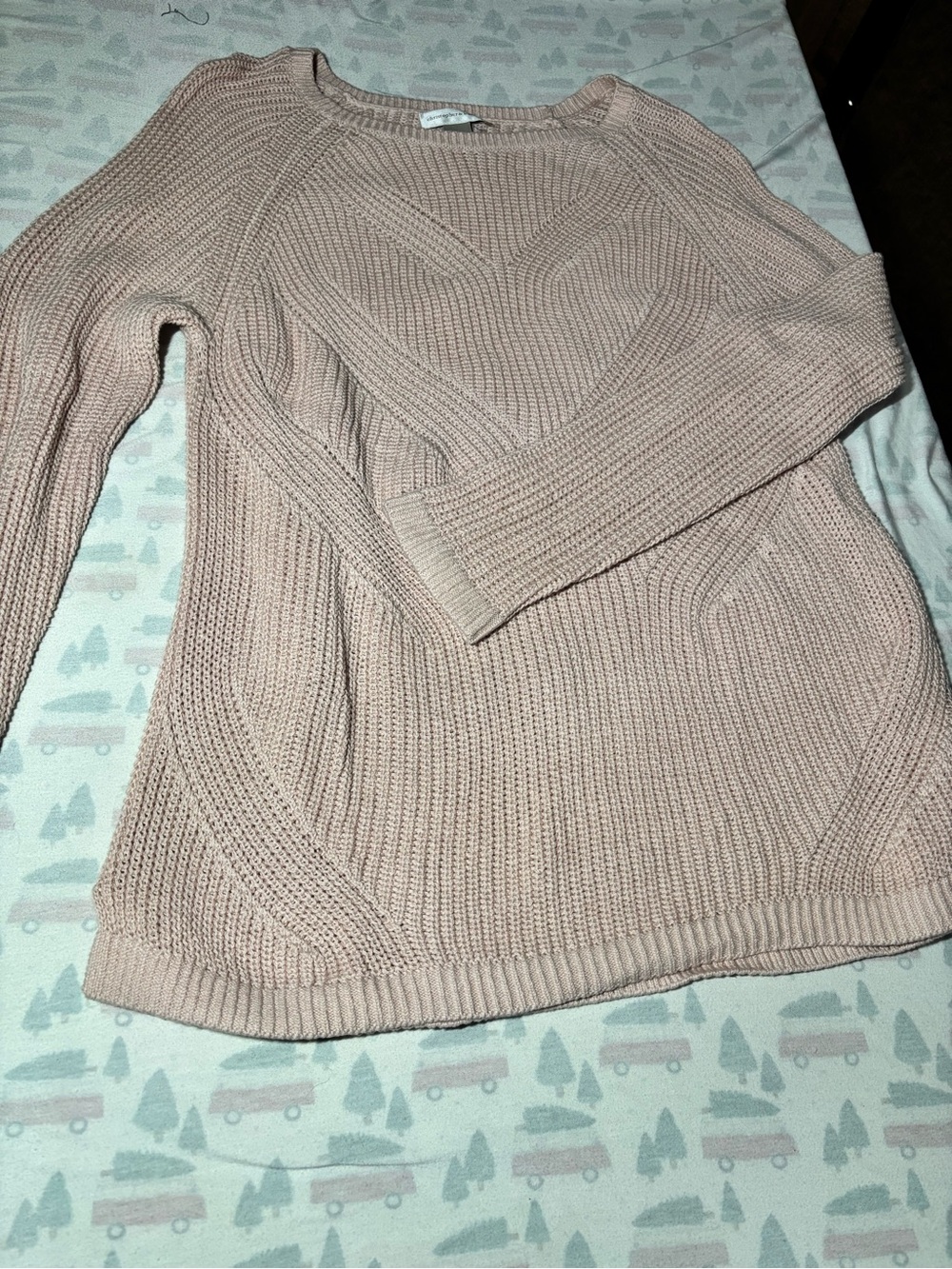 Christopher & Banks Blush Pink Cable Knit Crewneck Sweater